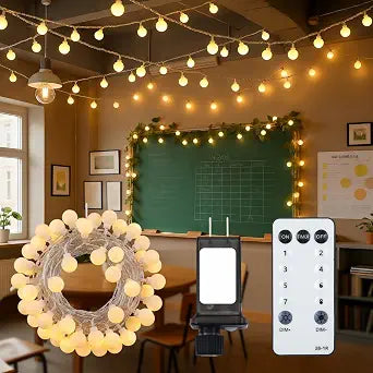 VIHOSE 49 Ft 100 LED Globe String Lights for Back to School Classroom Decor