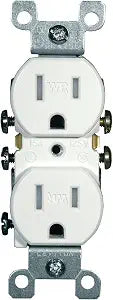 Leviton 15 Amp, 125 Volt, Weather and Tamper Resistant, Duplex Receptacle, Grounding, Side and Quickwire, W5320-T0W, White