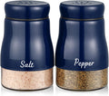 Navy Blue Salt and Pepper Shakers Set, Bivvclaz 5 Ounce Salt and Pepper Dispenser with Glass Bottom, Cute Salt and Pepper Shakers for Blue Kitchen Decor and Accessories