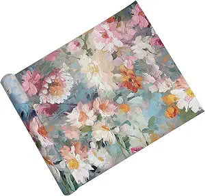 Vintage Ink Flowers Dresser Drawer Liner Textured Floral Contact Paper Shelf Liners for Cabinets and Shelves Cabinets Dresser