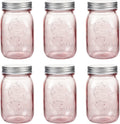 Amzcku 16 oz Rose Pink Mason Jars with Lids, 6 Pack Regular Mouth Pint Canning Jar, Safe For Storage, Canning, Pickling, Preserving, Fermenting, DIY Crafts & Decor