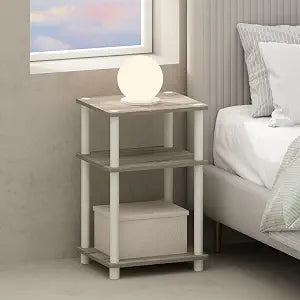 Furinno Turn-N-Tube 3-Tier Night Stand with Open Storage, Light Oak