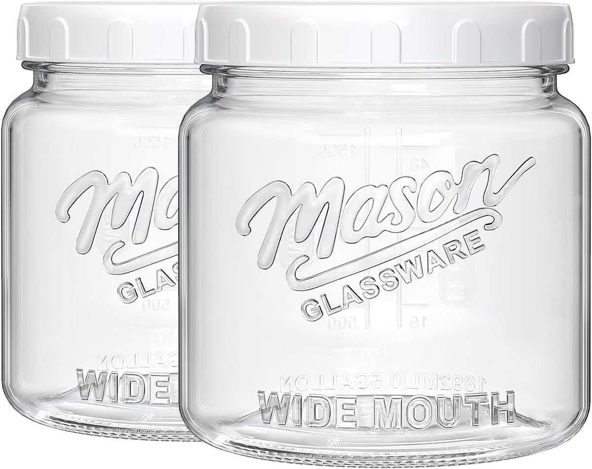 Half Gallon Glass Jar with Lid, 64 Oz Mason Jar for Pantry Storage