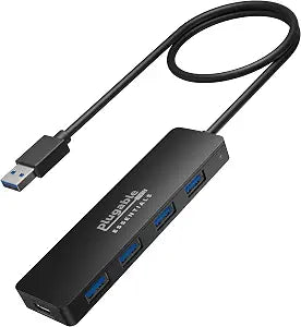 Plugable USB A 3.0 Hub 4-in-1 Splitter 4 USB-A Ports for Laptop PC 2ft