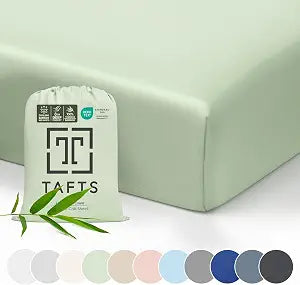 Tafts Crib Sheets, 100% Viscose derived from Bamboo Fitted, Girls, Boys & Unisex, 8 Inch Deep Pocket, Standard Crib & Toddler Mattress, Cooling, Soft, 360 Elastic, Lifetime Quality, (28 x 52 Green)