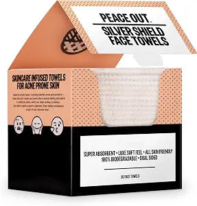 PEACE OUT Silver Shield Daily Face Cleansing Towels (30 Count)