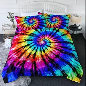 BlessLiving 3-Piece Tie Dye Geometric Comforter Set (Twin), Bohemian Style, Microfiber Bedding for Kids/Girls/Boys