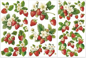 OLYCRAFT 3pcs/Set Strawberry Rub on Transfers for Furniture and Crafts 6x12 inch Plant Fruit Furniture Decals Strawberry Flower Transfer Stickers Rub on Decals for Wood Furniture Home Decor