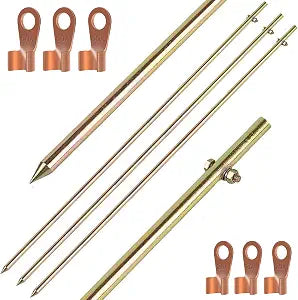 3 Pcs Grounding Rod,Diameter 1/2 inch Length 4ft Electrical Grounding bar for Electric Fences Satellite Dishes Generator Grounding Earthing
