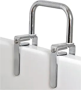 Carex Bathtub Rail with Finish Bathtub Grab Bar Safety Bar for Seniors and Handicap for Assistance Getting in and Out of Tub, Easy to Install on Most Tubs, Chrome, 1 Count