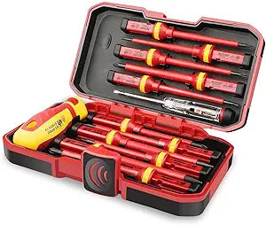 HURRICANE 1000V Insulated Electrician Screwdriver Set, 13 Piece Professional Electrical Screwdriver Set, CR-V Steel Magnetic Phillips Slotted Pozidriv Torx, Insulation VDE & GS Certified Screwdriver