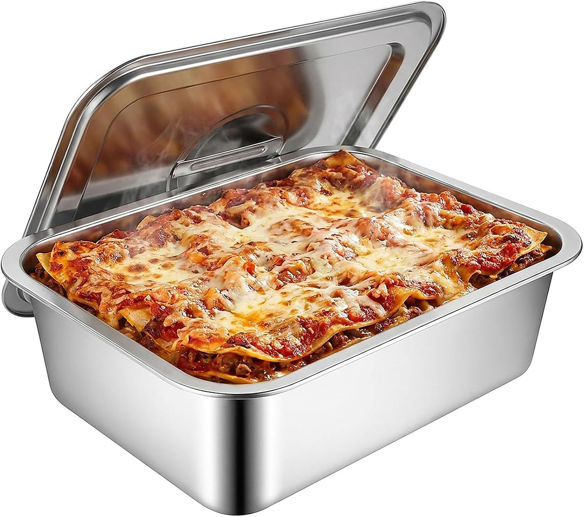 9x13 Lasagna Pan with Lid, 4-Inch Deep Stainless Steel Baking Pan, 7.6QT