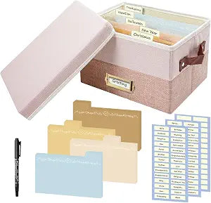 Greeting Card Organizer, Linen Storage Box, Light Pink Lotus Pink, 1 Pack