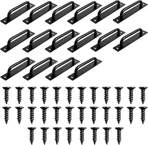 16 Pack Barn Door Handles, 5.8 Inch Aluminum Alloy Cabinet Pulls with Screws for Sliding Doors, Wardrobe, Closet, Shed, Garage, Kitchen, Black