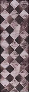SAFAVIEH Washable Rug Faux Hide Collection - 2'6" x 8' Runner, Light Brown & Brown, Slip Resistant, Western Rustic Decor, Printed Pattern, Ideal for Living Room, Bedroom, Office, Dining (FAH535S)