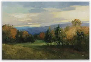 October Meadow Countryside, 10 x 15 Inch Mounted Print on Wall Plaque