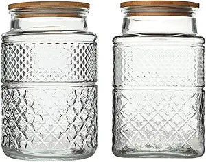 60 FL OZ/0.5 Gal Vintage Glass Storage Jar with Airtight Lid Set of 2