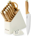 Knife Set, 15 PCS Kitchen Knife Set with Block and Sharpener