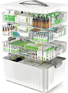 ARSTPEOE 4-Tier Medicine Organizer - Portable Medicine Cabinet with Handle