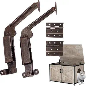 Antique Bronze Lid Support Hinges & Two Folding Hardware Hinge, Set of 4