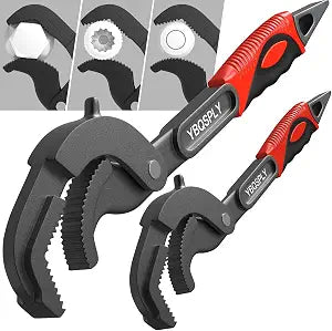 Pipe Wrench Set, 10 and 15 Self Adjusting Wrench 2 Pipe Vise Wrench for 0.55-2.48/14-60mm Standard Nuts, Irregular Nuts, Pipes Use