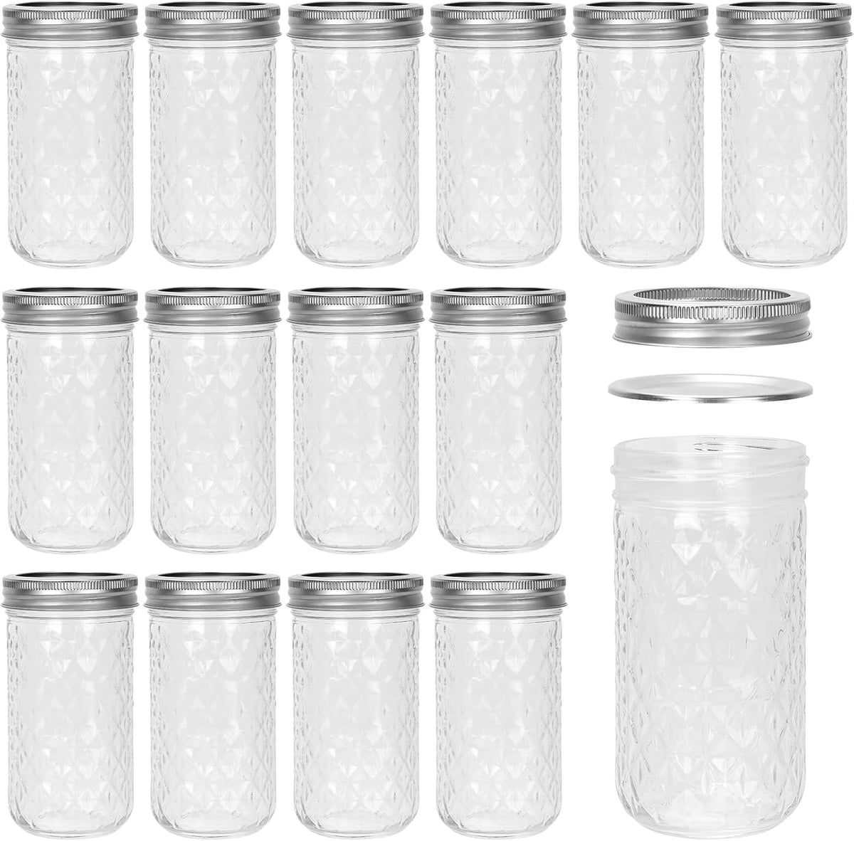 12 oz Regular Mouth Mason Jar with Airtight Lid,15 Pack Glass Canning Jars
