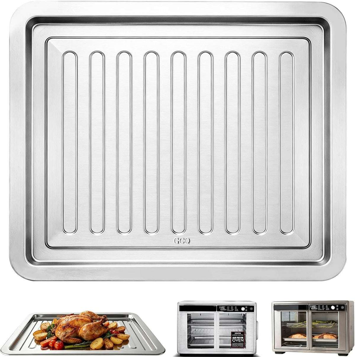 GCQ Air Fryer Replacement Tray for Gourmia GTF3588 French Door Air Fryer Oven 37QT, 14.3â€™â€™ x 12â€™â€™ x 0.8â€™â€™ Toaster Oven Air Fryer Baking Pan Grill Pan Plate Accessories,Dishwasher Safe