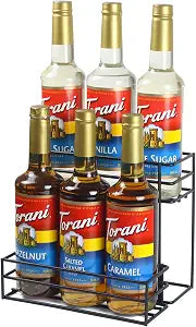 MCSAPIL Coffee Syrup Organizer(6 Bottle Capacity),Coffee Syrup Rack for Coffee Bar,Kitchen.Small Wine Rack for Bar,Family,Storage for Syrup, Wine, Dressing