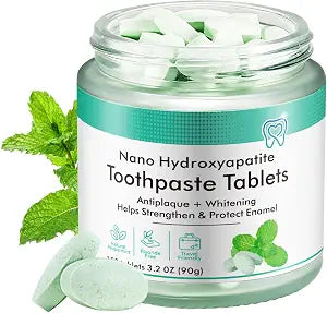 Toothpaste Tablets, Natural Peppermint Chewable Toothpaste Tabs, Fluoride Free, Travel Friendly Fresh Breath Cleansing, 150 Tablets