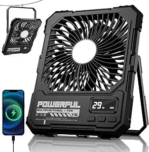 20000mAh Rechargeable Battery Powered Fan, Up to 85H Runtime Rechargeable Fan with LED Light, Ultra-thin Portable Camping Fan for Home, Outdoor, Tent, Travel,Cruise Ship Essentials