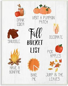 Fall Bucket List Autumn Word, 13 x 19 Inch Mounted Print on Wall Plaque