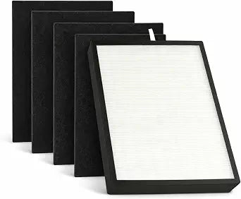 Nispira BF25A BF15A True HEPA Air Filter Replacement with 4 Pre-Filters, Activated Carbon Filter Compatible with A-len Breathe A350 A375 Air Purifier, 1 Set