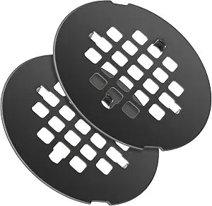 Enhon 2 Pack 4-1/4 Snap in Shower Drain Cover, Round Strainer Drain Grid, Bathroom Shower Grate Cap Replacement for Hair Catcher(Matte Black,Stainless Steel)