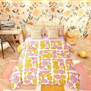 Erosebridal Boho Abstract Colorful Floral King Bedding Set 7 Piece