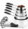 Bopei 10-Pcs Stainless Steel Measuring Cups & Spoons Set, Black Handles