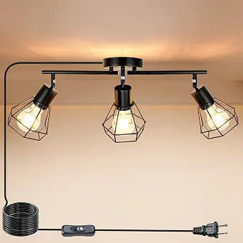 HiBay Track Lighting Plug in, 3-Light Directional Ceiling Fixture, Black