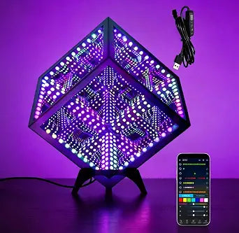 Infinity Hyper Cube LED Table Lamp,Infinity Mirror Cube Mood Lighting