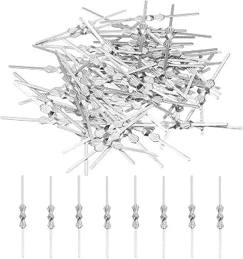 uxcell 150Pcs Chandelier Connector Clip, 40mm/1.57" Copper Crystal Chandelier Pin, Lamp Connectors Clips Replacement for Fastening Crystals Lamp Ceiling Light Parts, Silver Tone