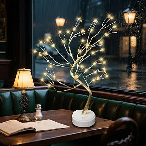 108 LED Tabletop Bonsai Tree Light with Remote, 8 Modes 20 Warm White Artificial Fairy Light Tree, Battery/USB Operated Twinkling Tree Lamp for Christmas Wedding Home Decoration