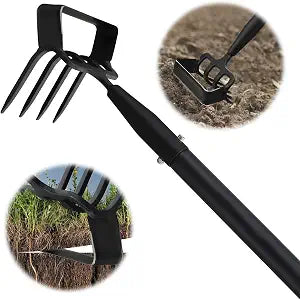 Garden Hoe, 62 Inch Weed Tool, Long Soil Tiller Cultivator, Heavy Duty Metal Stirrup Hoe Garden Tool Weeder Scraper Rake for Flower Beds, Patio, Garden Cultivating Loosening Soil Weeding Digging
