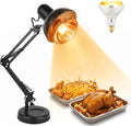 Portable Food Heat Lamp, Foldable Design, 3S Quickly Heating, 250W Commercial Food Warmer Light, Warming Lamp for Parties, Buffet, Restaurant, Kitchen, Home Use - Black