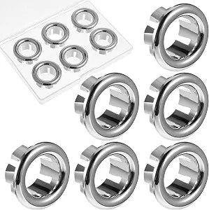 6PCS Sink Overflow Ring, Bathroom Basin Sink Round Hole Trim Chrome Overflow Cover Rings Drain Hole Insert Cap Basin Trim Cover Holes, Universal Fit Drain Covers Holes Insert Cap for Vanity Ceramic