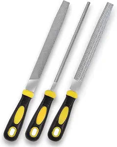 Metal File Set 3-Piece, 8-Inch, with Comfort Grip Rubber Handles