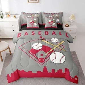Erosebridal Baseball Sheet Sets with Comforter 7 Piece for Boys Softball