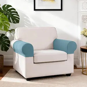 KinCam Cushion Armrest Covers, Stretch 2PC Cushion Cover Light Blue