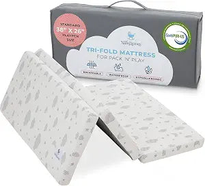 Pack and Play Mattress Topper | 38" x 26" Trifold Soft Foam
