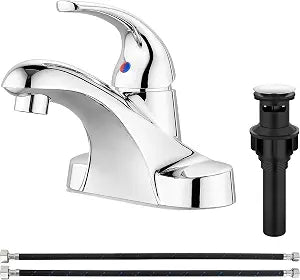 Aolemi Polish Chrome Bathroom Sink Faucet,Single Handle 4 Inch Centerset