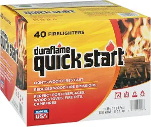 Duraflame Quick Start Firelighters  40 Count Case | Instant, Clean & Reliable Fire Starting for Fireplaces, Grills, Fire Pits & Camping Adventures