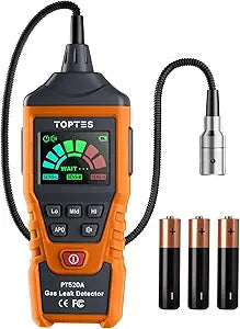 PT520A Natural Gas Detector, Gas Leak Detector with 17-Inch Gooseneck, Locating The Source Like Propane, Methane, and Butane for Home and RV (Includes Battery x3) - Orange