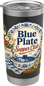 Blue Plate Supper Kitchen Vintage Stainless Steel Insulated Tumbler